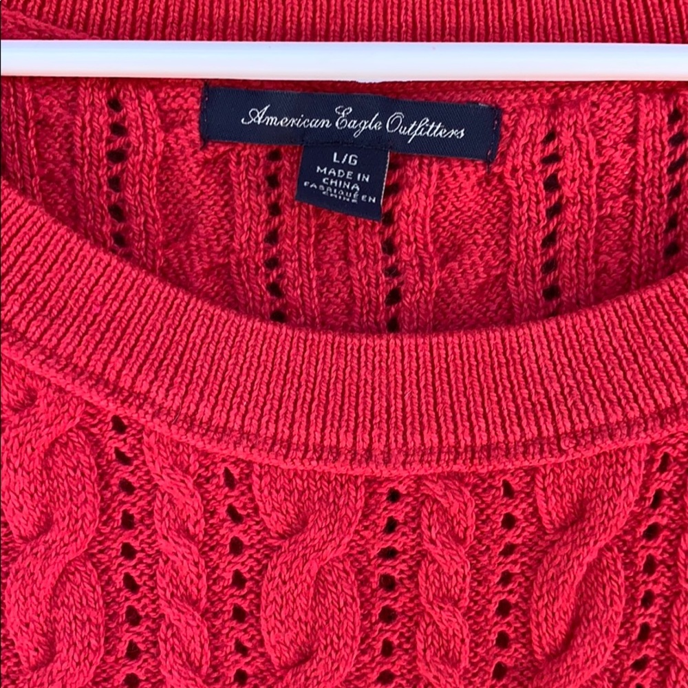 American Eagle Cable Sweater Red Size Large - Picture 2 of 4